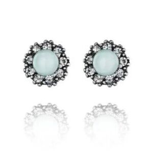 Chloe + Isabel Beau Monde Stud Earrings with Light Aqua Cabochons & Pave Crystal
